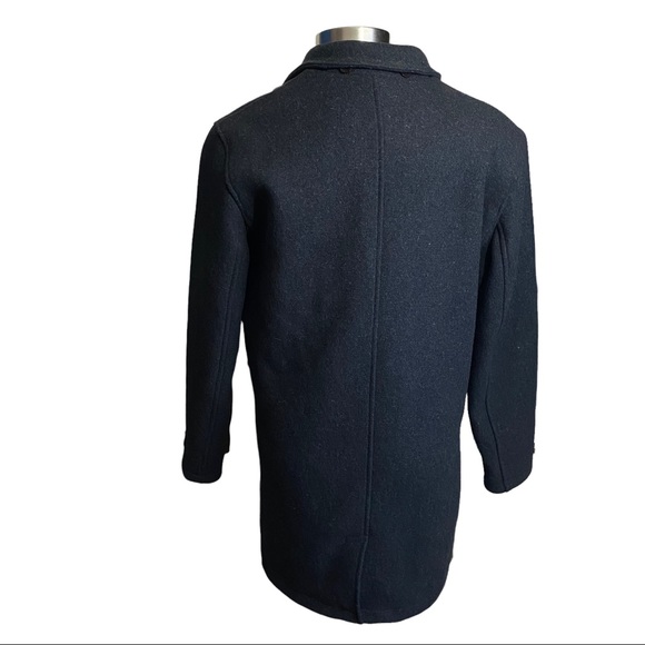 Levi’s Charcoal Grey 4-Button 100% Cotton Lined Heavy Warm Peacoat Jacket Men L - Picture 4 of 13